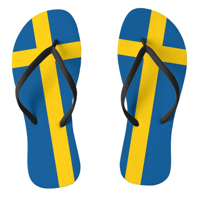 Tongs Lanières minces adultes avec Drapeau de Suède (Semelle)