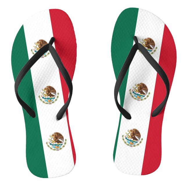 Tongs Lanières minces adultes avec drapeau du Mexique (Semelle)