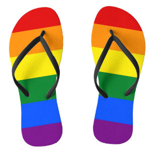 Tongs Lanières minces pour adultes avec drapeau de fiert
