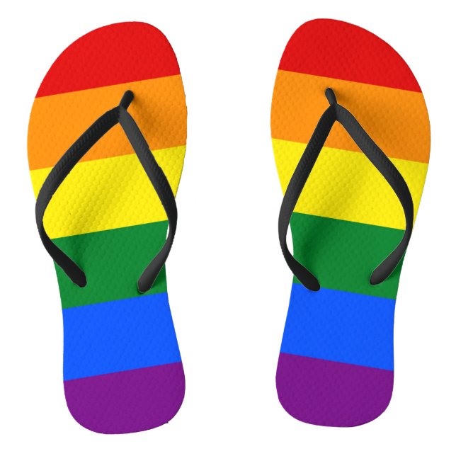 Tongs Lanières minces pour adultes avec drapeau de fiert (Semelle)