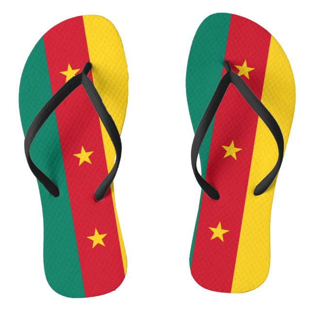 Tongs Lanières minces pour adultes avec drapeau du Camer (Semelle)