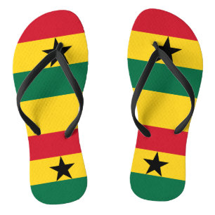 Tongs Lanières minces pour adultes avec drapeau du Ghana