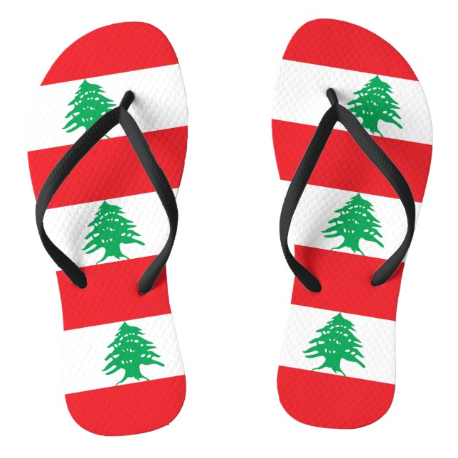 Tongs Lanières minces pour adultes avec drapeau du Liban (Semelle)