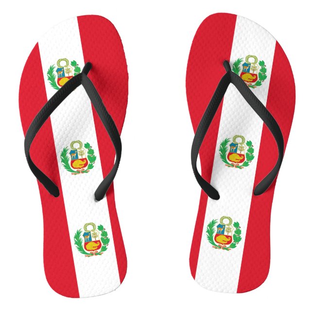 Tongs Lanières minces pour adultes avec drapeau du Pérou (Semelle)