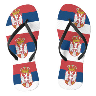 Tongs Lanières minces pour adultes avec drapeau serbe