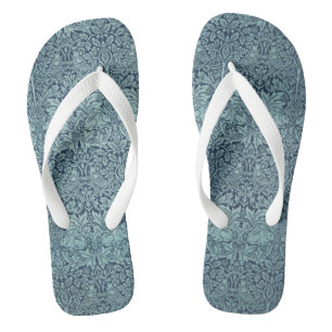 Tongs Lapin Frère par William Morris, motif textile bleu