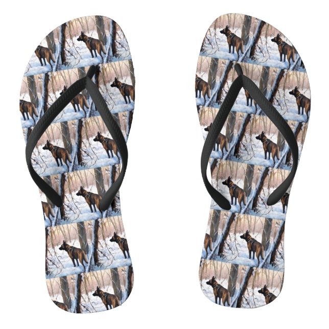 Tongs Le Malinois Belge Laisser Neige Noël (Semelle)