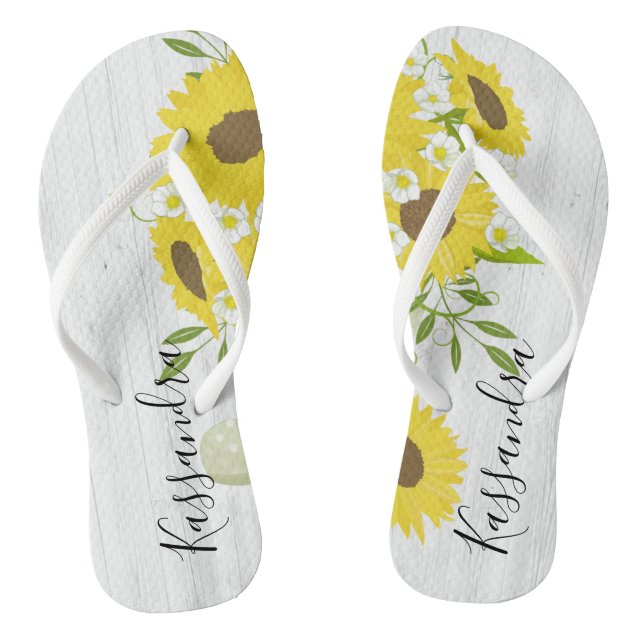 Tongs Le tournesol en bois rustique fleurit des bascules (Semelle)