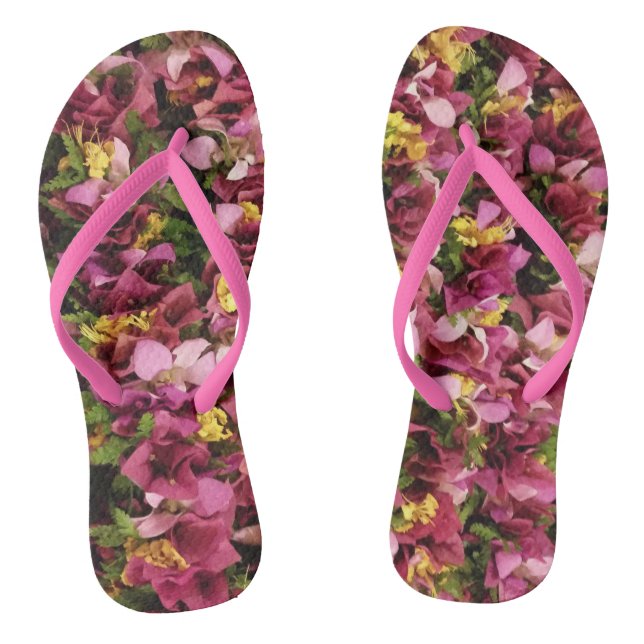 Tongs Léis à fleurs hawaïennes roses (Semelle)