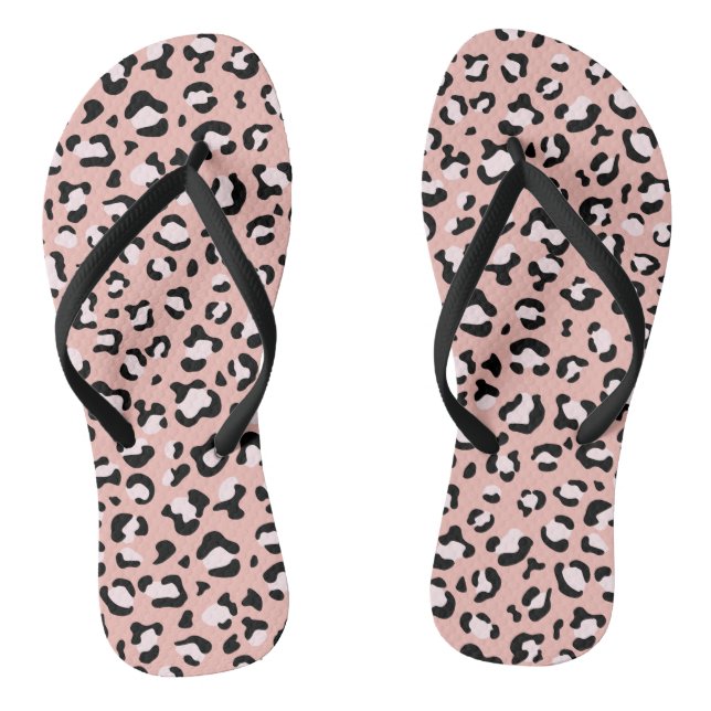 Tongs Léopard Print, Léopard Spots, Rose Léopard (Semelle)