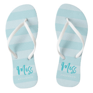 Tongs Les rayures bleues personnalisent avec la Mlle