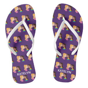 Tongs Lesbienne Kiss Gay pride Violet Monogramme LGBTQ