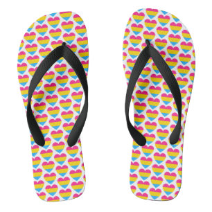 Tongs LGBT Pansexual Pride Motif de coeur