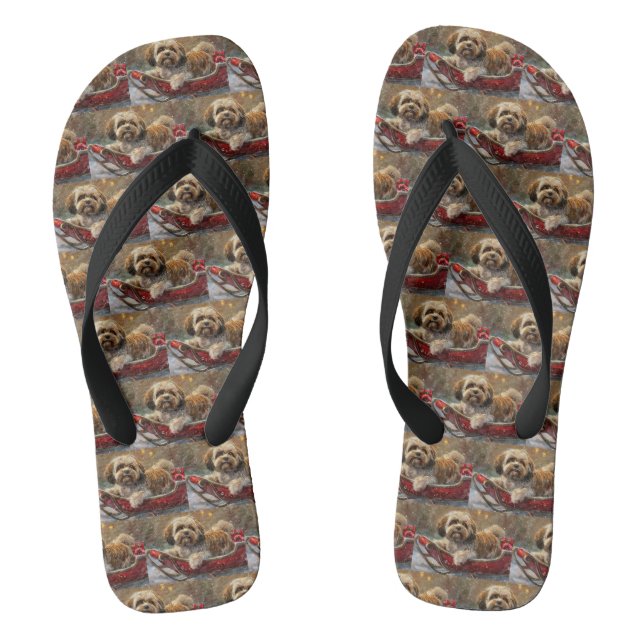 Tongs Lhasa Apso Chien Fête de Noël (Semelle)