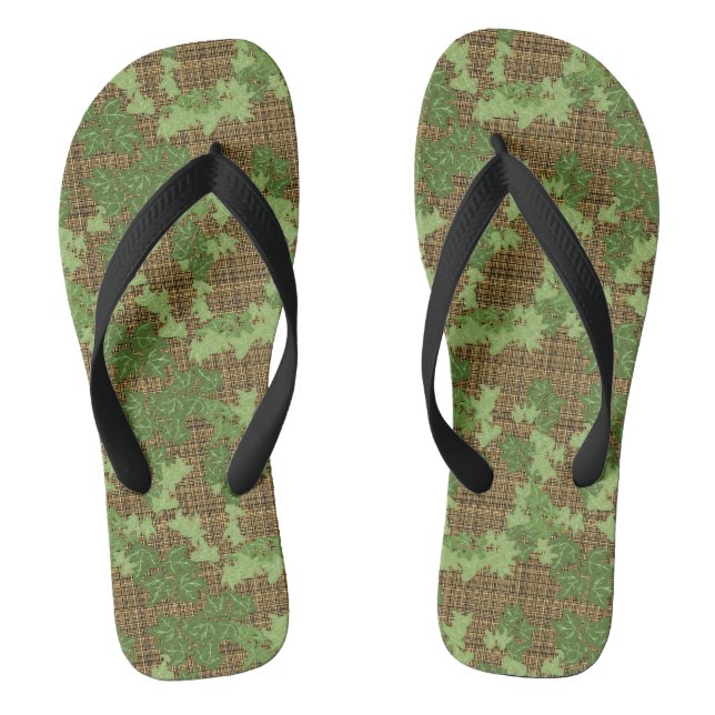Tongs Lierre vert sur plaid doré noir (Semelle)