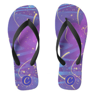 Tongs Ligne or Wavy & Confetti Purple Simple Minimaliste