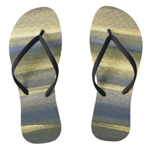 Tongs Lignes Bleues Or Personnalisées Adultes, Sangles M