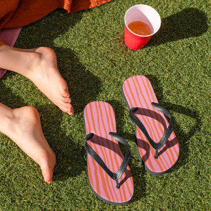 Tongs Lignes ondulées verticales rétro - pastel orange e