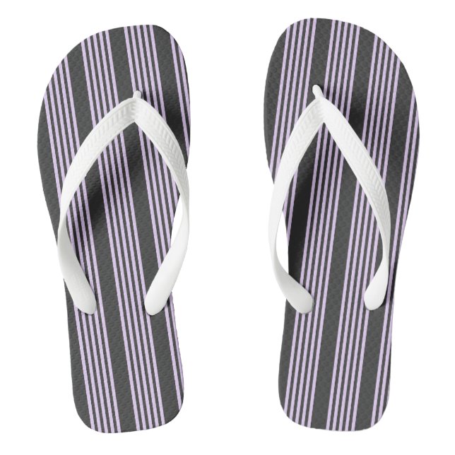 Tongs Lilac violet et charbon de bois cinq bandes motif (Semelle)