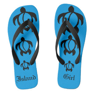 Tongs LineUn Honu noir "fille de l'île"
