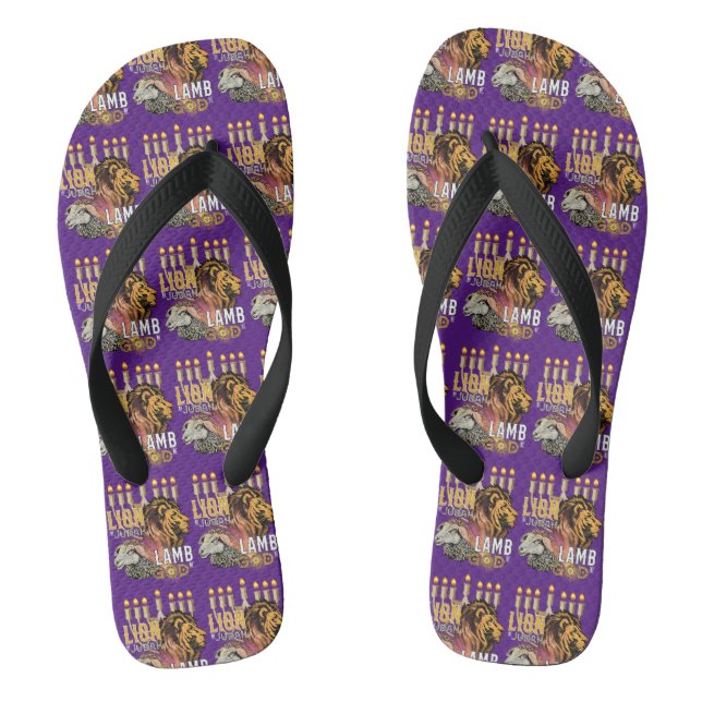 Tongs Lion De Juda Agneau De Dieu Violet Unisex (Semelle)