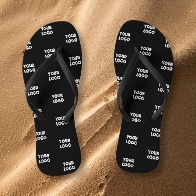 Tongs Logo simple à répéter | Noir (Créateur téléchargé)