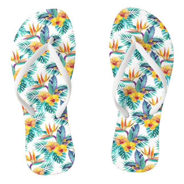 Tongs L'Oiseau Du Paradis Et L'Motif Des Orchidées (Semelle)