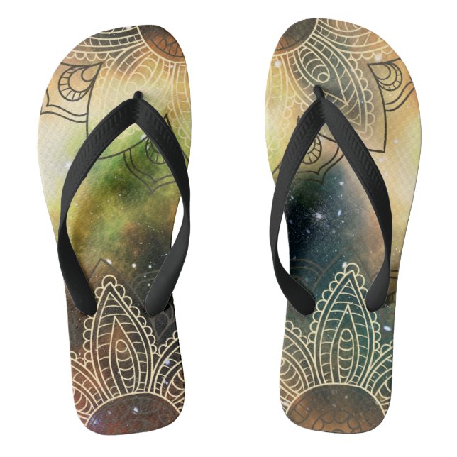 Tongs Lotus Mandala Boho Flip Flops cosmique (Semelle)