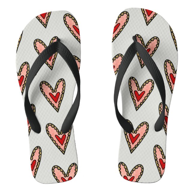 Tongs Love Heart Flip Flops Chaussures ( Arrière - plan  (Semelle)