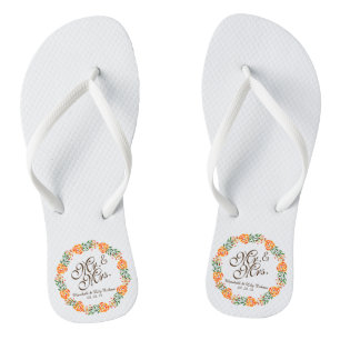 Tongs M. & Mme Elegant Floral Mariage Flip Flops