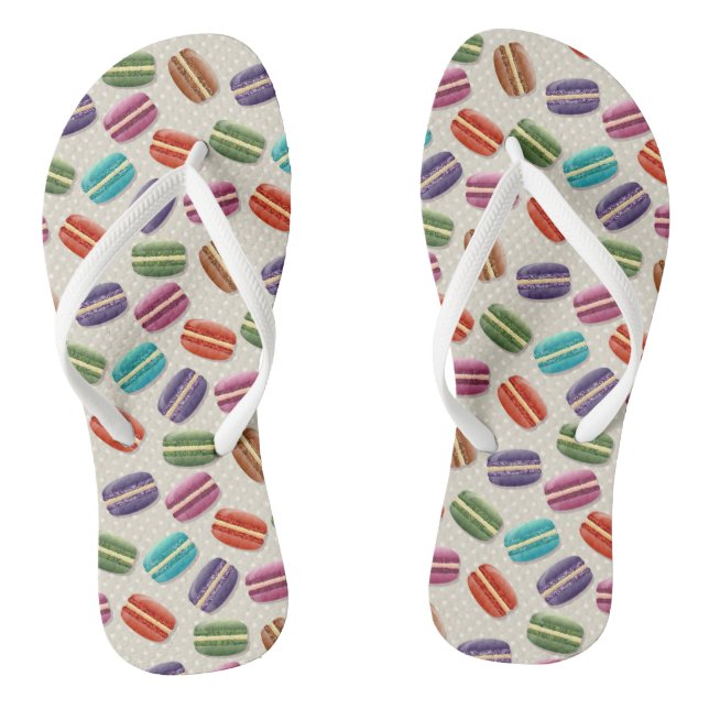 Tongs Macarons colorés mignons Motif avec Pois (Semelle)