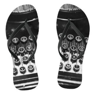 Tongs Machine à écrire noire et blanche