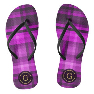 Tongs Madras Hot rose Girl Motif Personnalisé Monogramme