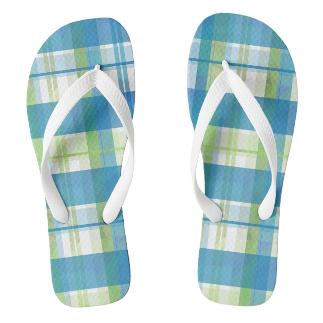 Tongs Madras Plaid Green et Blue (Semelle)