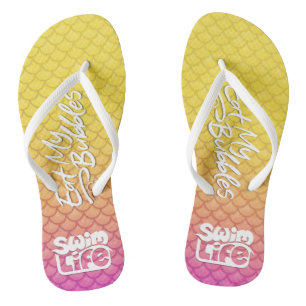 Tongs "Mange mes bulles" Échelles jaune/rose Vie de nata