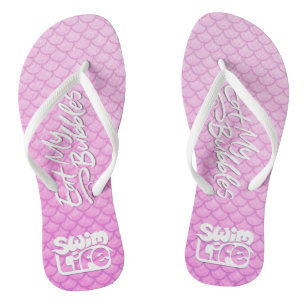 Tongs "Mangez mes bulles" Pèse rose Vie de natation
