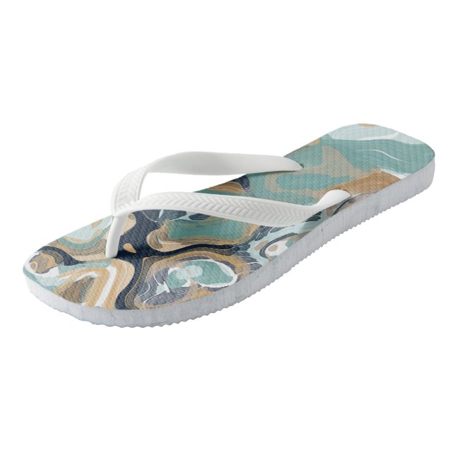Tongs Marbre bleu, turquoise et doré (Incliné)