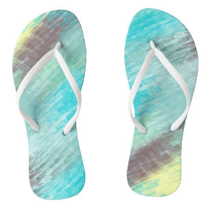Tongs Marbre turquoise, vert et mauve Abstrait
