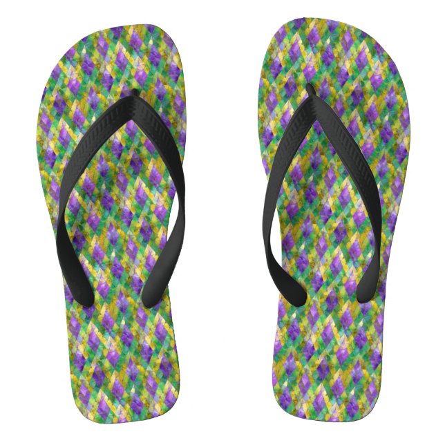 Tongs Mardi Gras Arlequin en verre tendu Imprimer (Semelle)