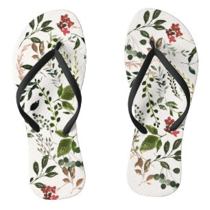 Tongs Mariage floral botanique rustique