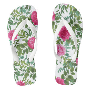 Tongs Mariage floral rose vif