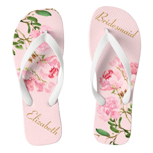 Tongs Mariage personnalisé Pink Floral (Semelle)