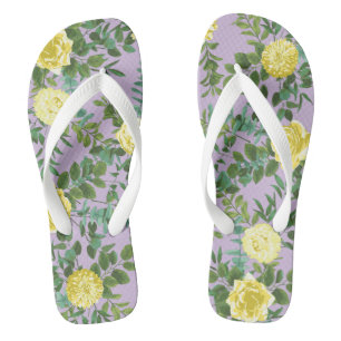 Tongs Mariage Vintage Élégant Printemps Jaune & Violet