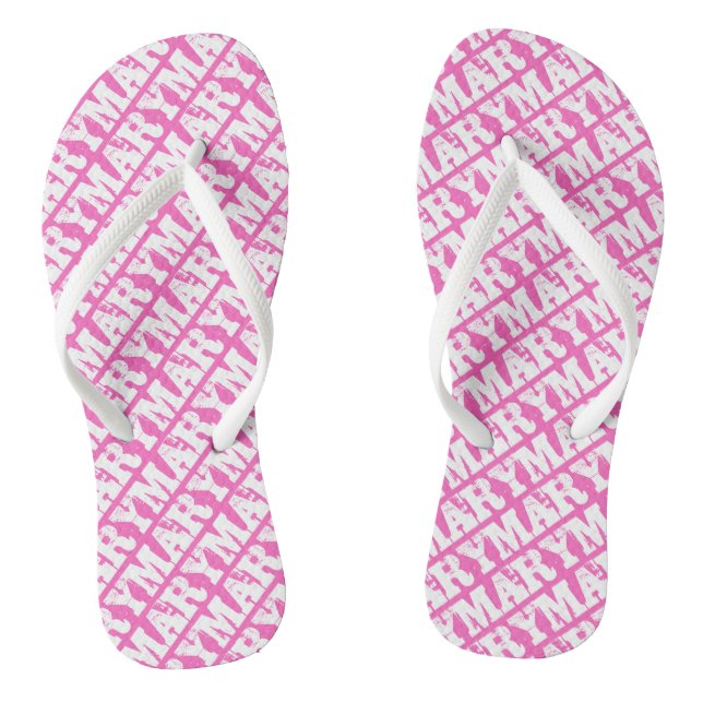 Tongs Marie ou votre nom ou votre texte rose et blanc (Semelle)