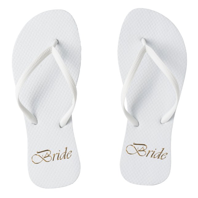 Tongs Mariée, écriture or élégant chic mariage blanc (Semelle)