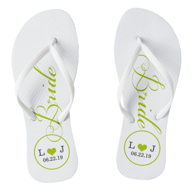 Tongs Mariée personnalisée (verte) (Semelle)