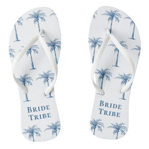 Tongs Mariée Tribe Bleu Tropical Palm Tree