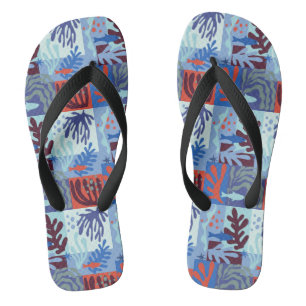 Tongs Matisse Inspiré Ocean Life Papier Coupes Bleu