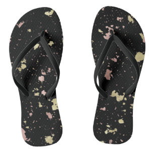 Tongs Matte Gold et Rose Gold Flakes Noir