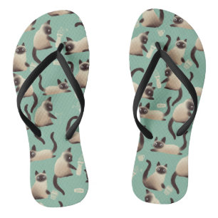 Tongs Mauvais chats siamois frapper des trucs